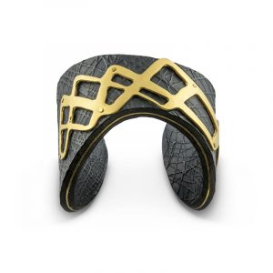 Line-overlay-cuff-gold-and-black-Sara-Gunn-Jewellery